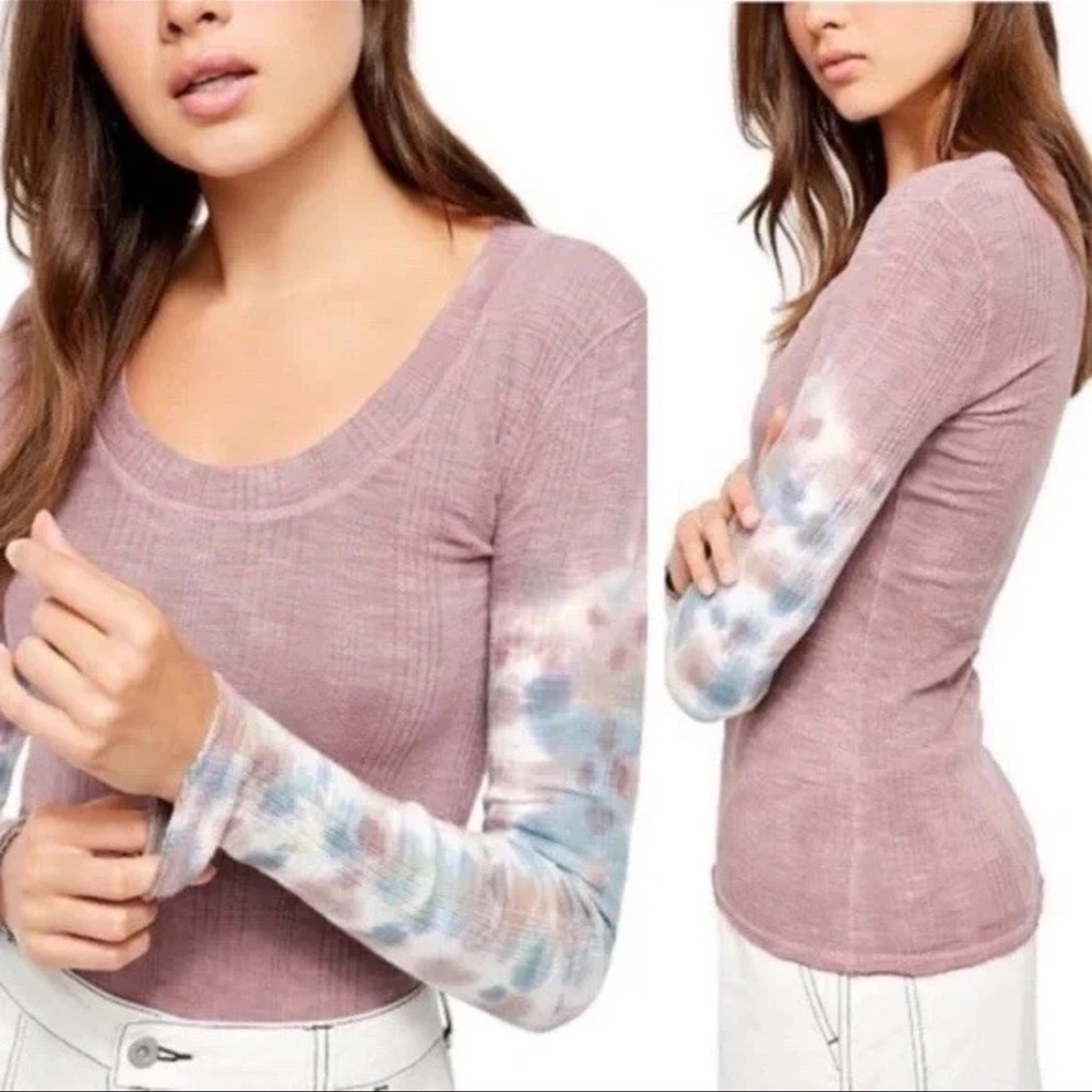 Free People Women's Big Sur Tie-Dye Tee, Misty Mountain Color